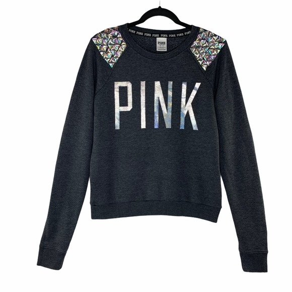PINK Victoria’s Secret Holographic Sweatshirt XS - Picture 2 of 15